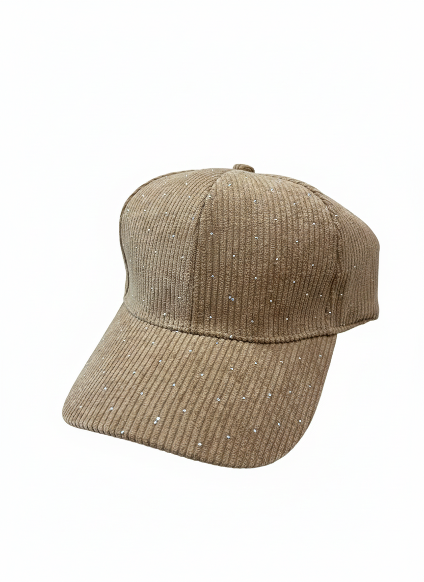 Casquette velours paillettes (brique ou beige)