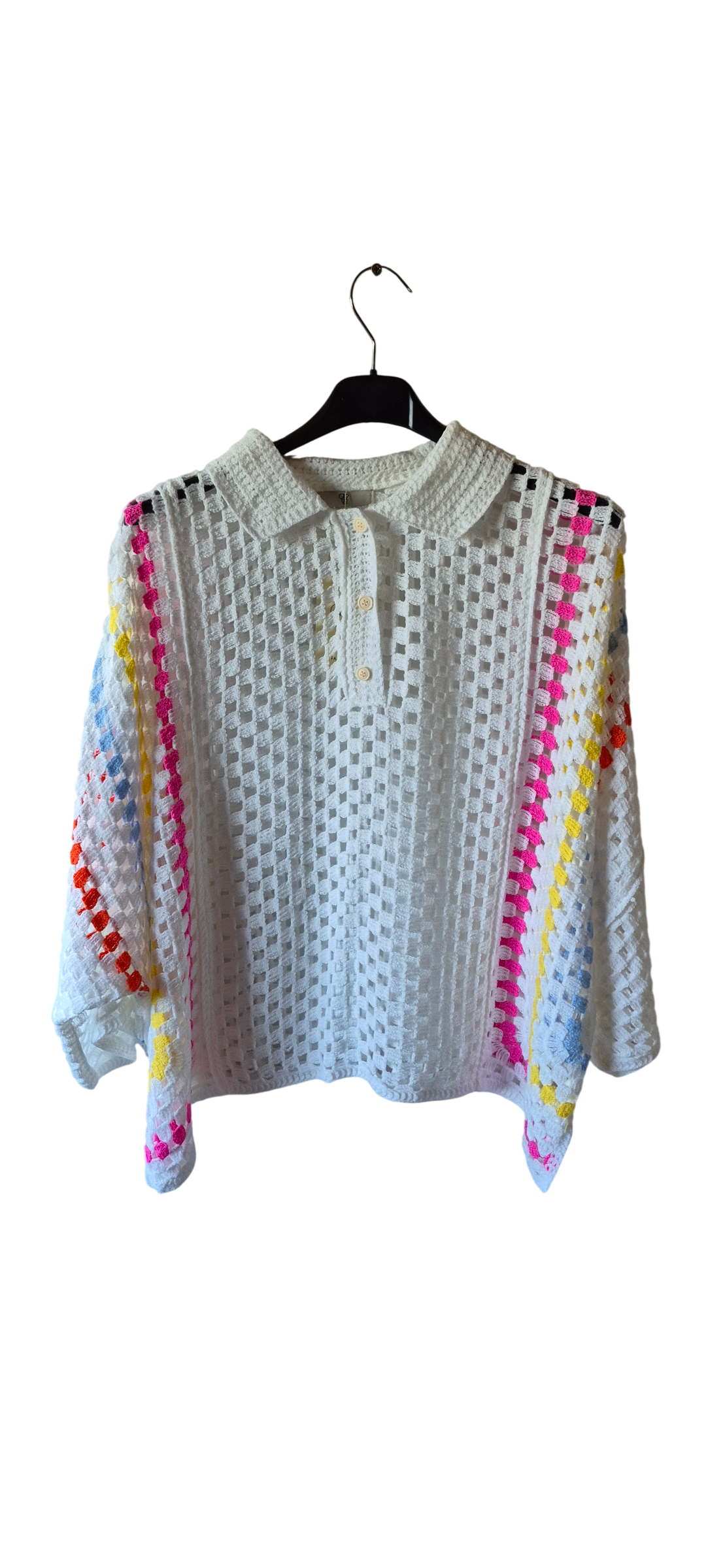 Polo IC Fashion - Maille crochet & Détails multicolores