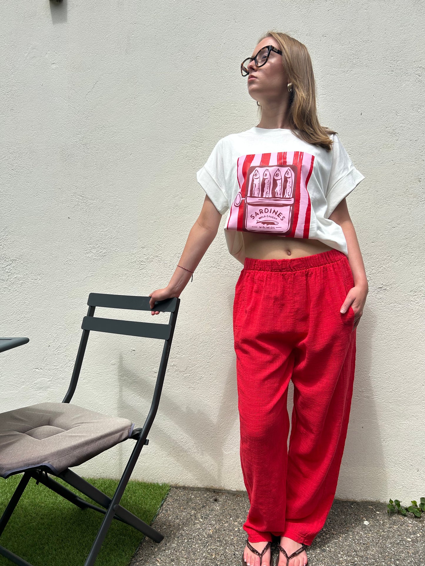 Pantalon rouge gaze de coton JOHANNA PARIS