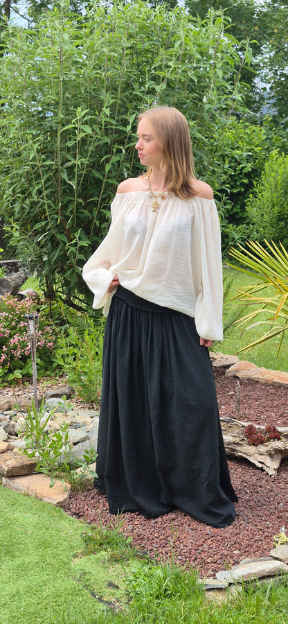 Blouse écru fronces et manches bouffantes JOHANNA PARIS
