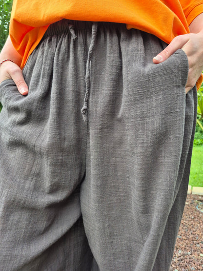 Pantalon chocolat gaze de coton JOHANNA PARIS