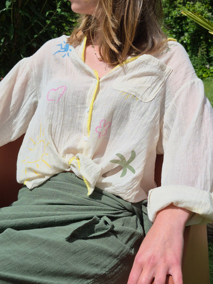 Chemise motif palmier cœur soleil JOHANNA PARIS