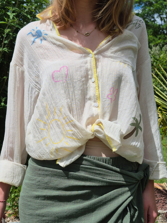 Chemise motif palmier cœur soleil JOHANNA PARIS