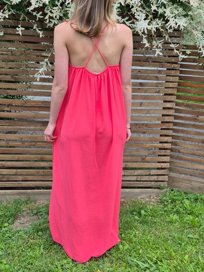Robe longue fluide à fines bretelles croisées NEW COLLECTION