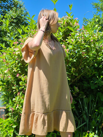 Robe courte à Volant en Gaze de Coton MYLEE