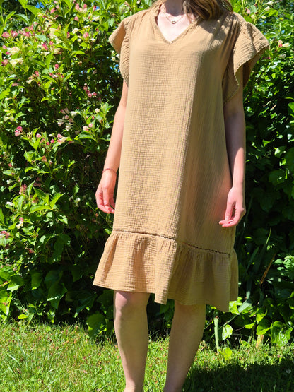 Robe courte à Volant en Gaze de Coton MYLEE