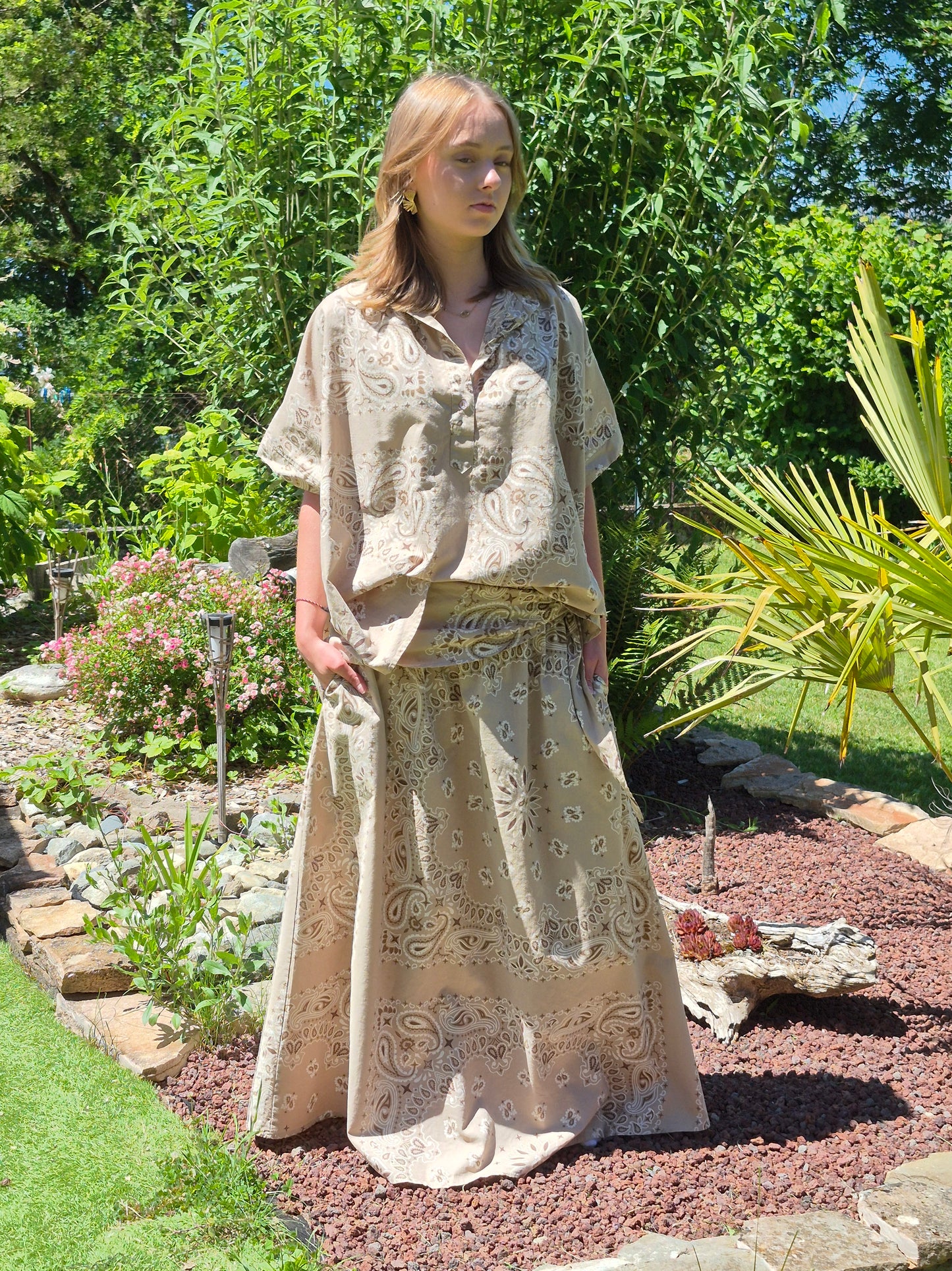 Ensemble jupe bandana beige JOHANNA PARIS
