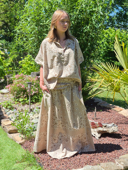 Ensemble jupe bandana beige JOHANNA PARIS