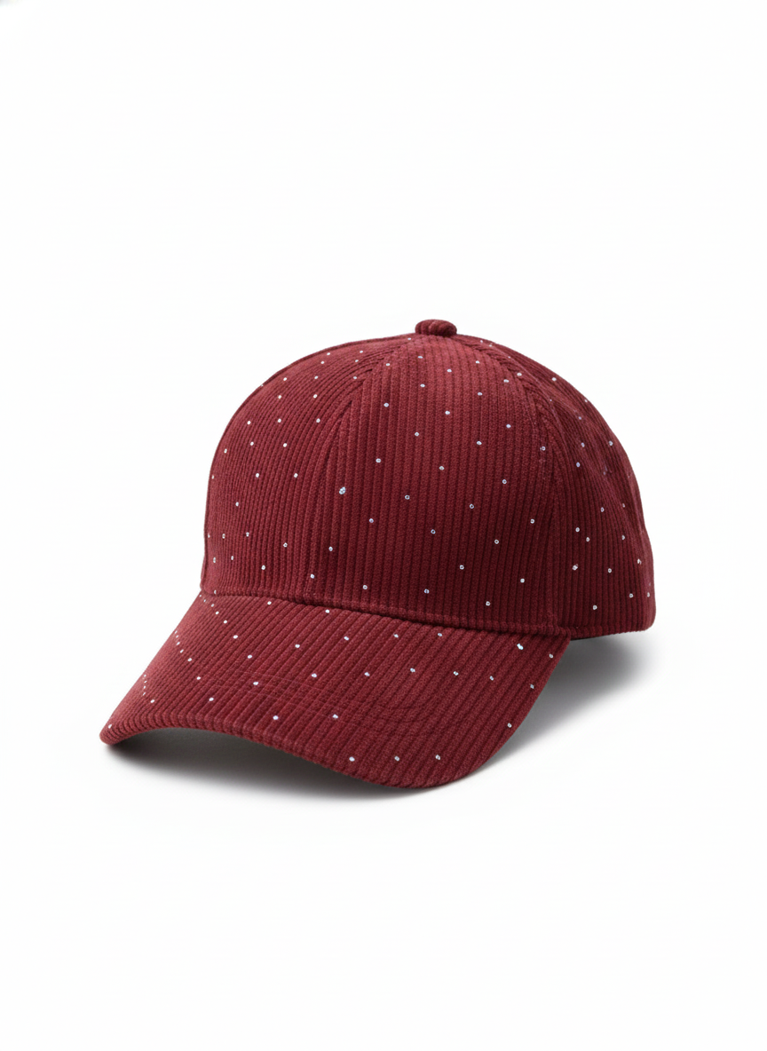 Casquette velours paillettes (brique ou beige)