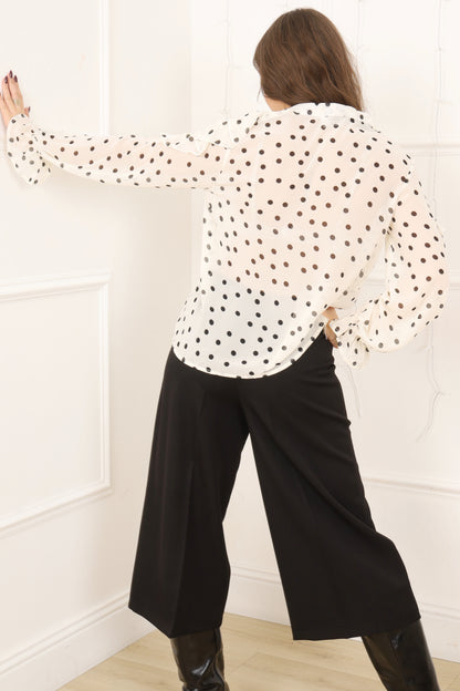 Chemise  mousseline pois col froufrou