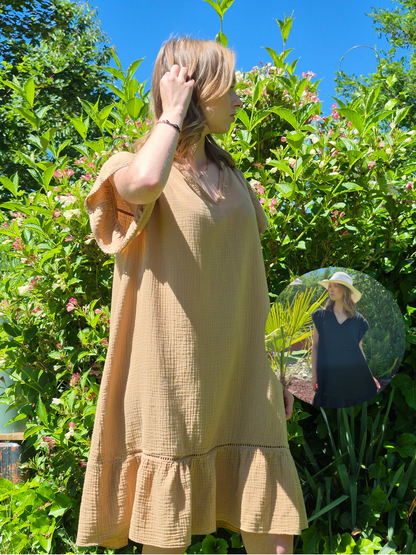 Robe courte à Volant en Gaze de Coton MYLEE