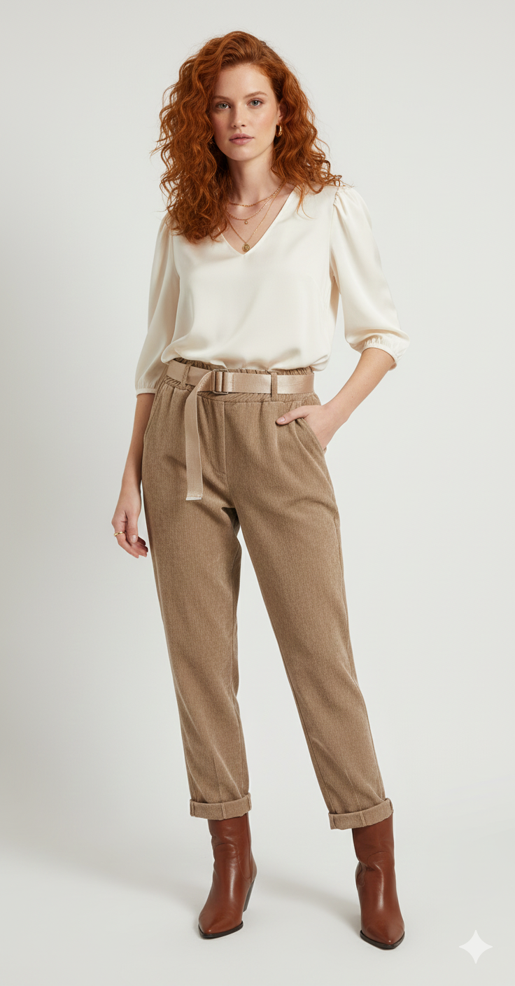 Pantalon TECHNA / VIVI (taupe, beige ou chocolat)