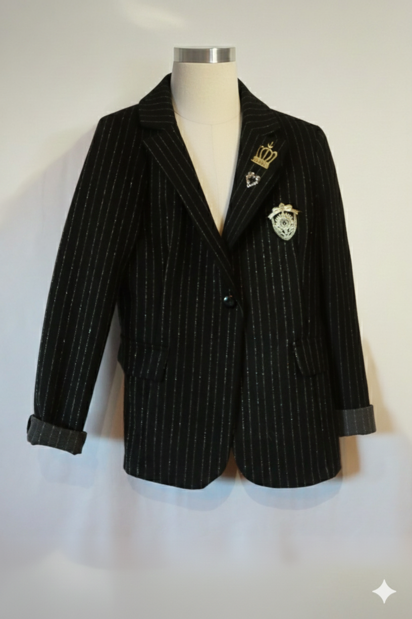 Veste noire rayée couronne + coeur GUILIO - Ensemble