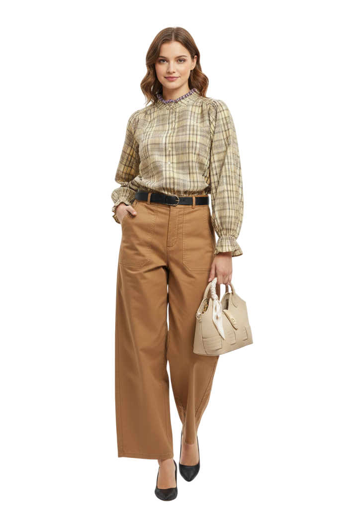 Chemise à carreaux KIMBER ADORE - Détails Volantés et Broderie