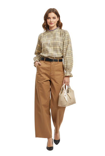 Chemise à carreaux KIMBER ADORE - Détails Volantés et Broderie