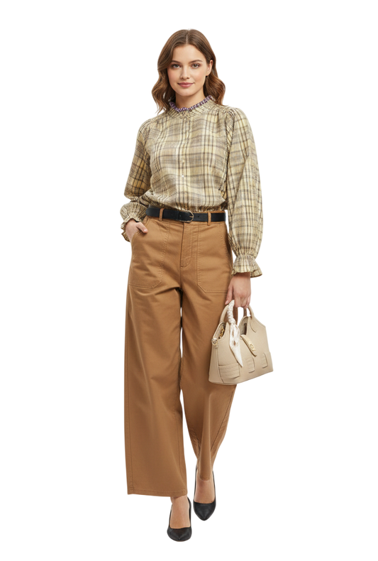 Chemise à carreaux KIMBER ADORE - Détails Volantés et Broderie