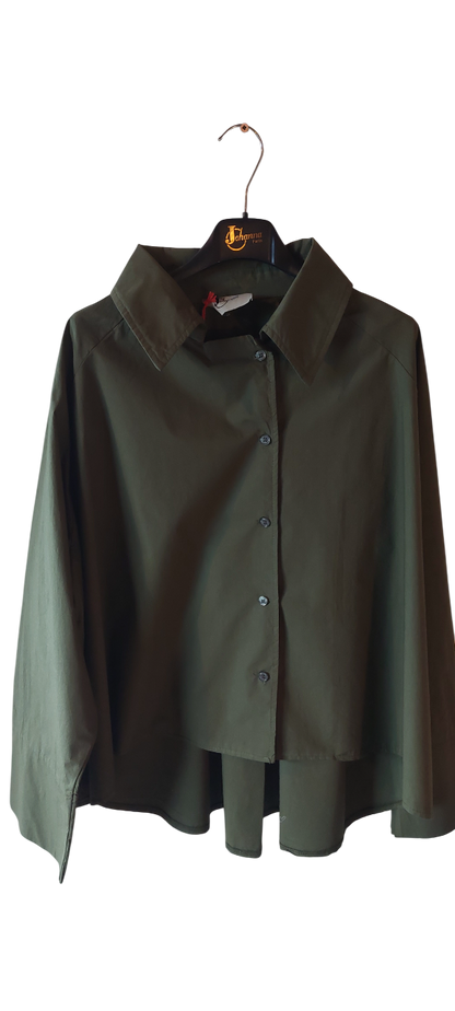 Chemise Coupe Boxy Asymétrique (Kaki et Violet Lavande)