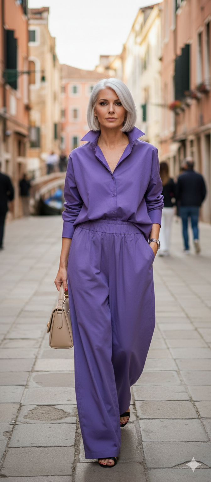 Chemise Coupe Boxy Asymétrique (Kaki et Violet Lavande)