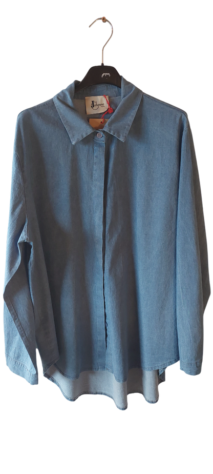 Chemise Denim Coupe Liquette & Volume Fluide