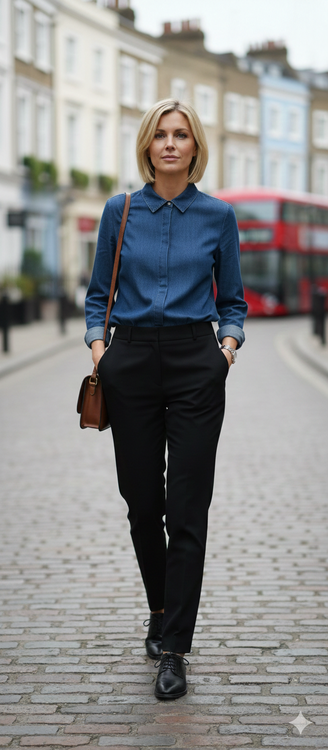 Chemise Denim Coupe Liquette & Volume Fluide