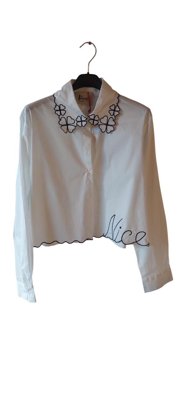 Chemise broderies Trèfles rouges ou bleus & Signature "Nice"