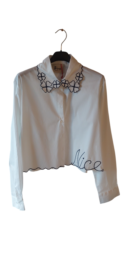 Chemise broderies Trèfles rouges ou bleus & Signature "Nice"