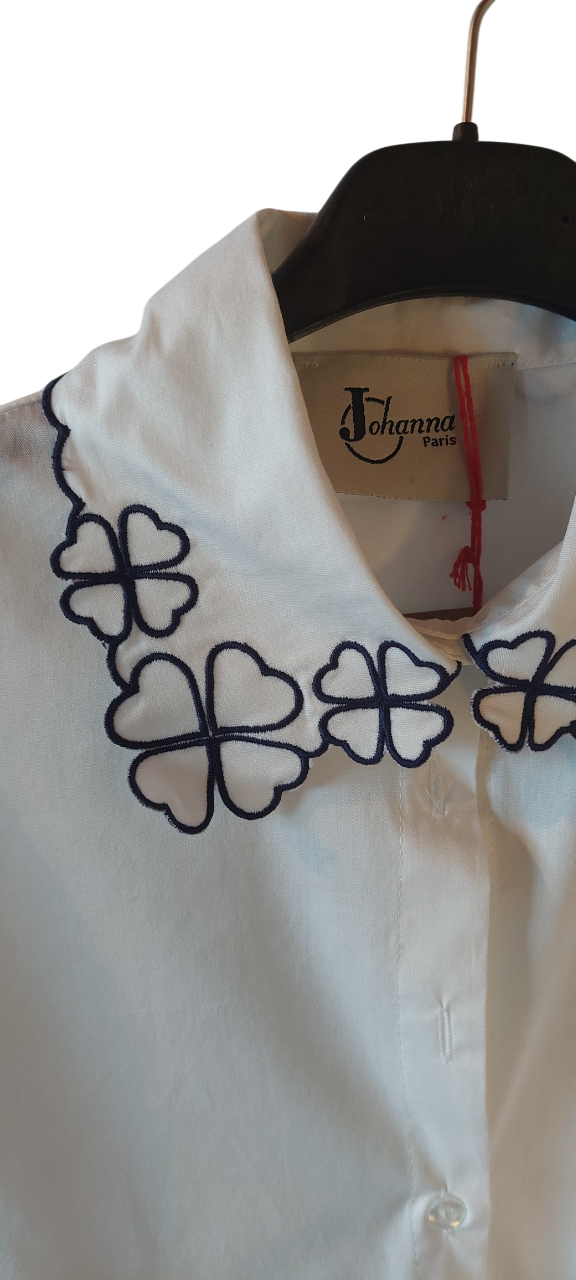 Chemise broderies Trèfles rouges ou bleus & Signature "Nice"