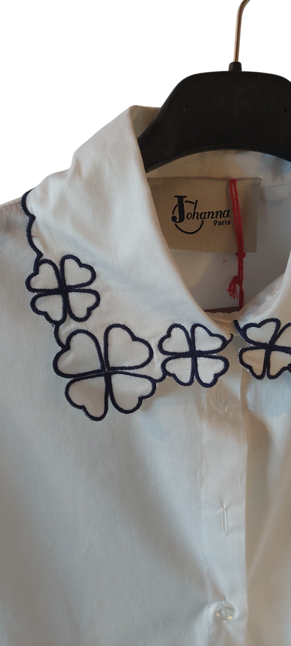 Chemise broderies Trèfles rouges ou bleus & Signature "Nice"