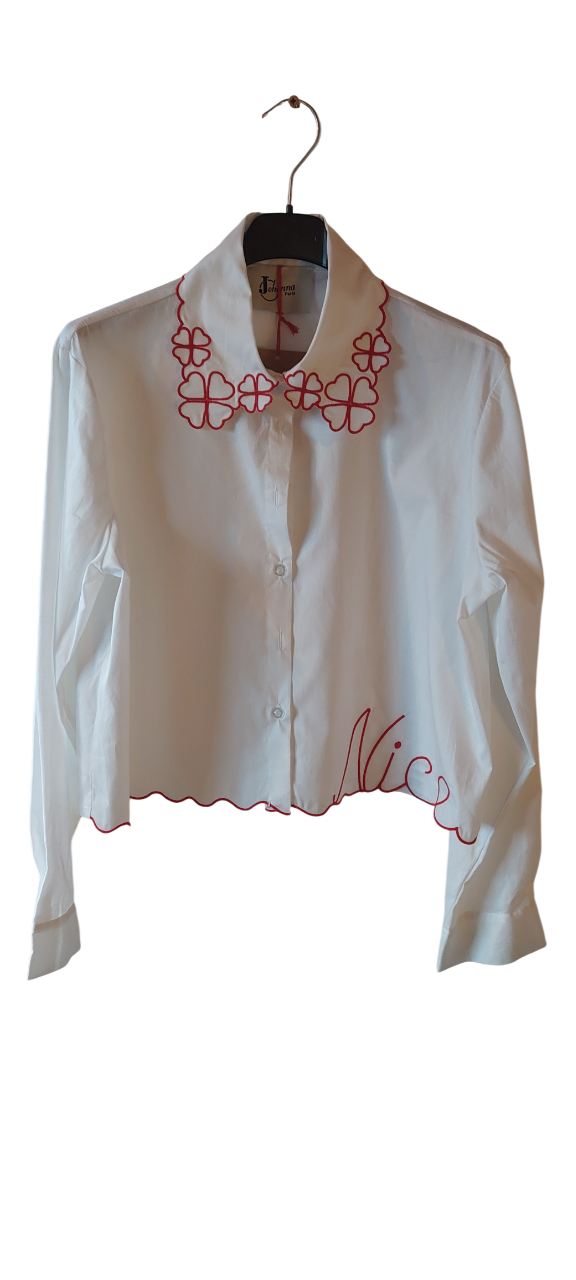 Chemise broderies Trèfles rouges ou bleus & Signature "Nice"