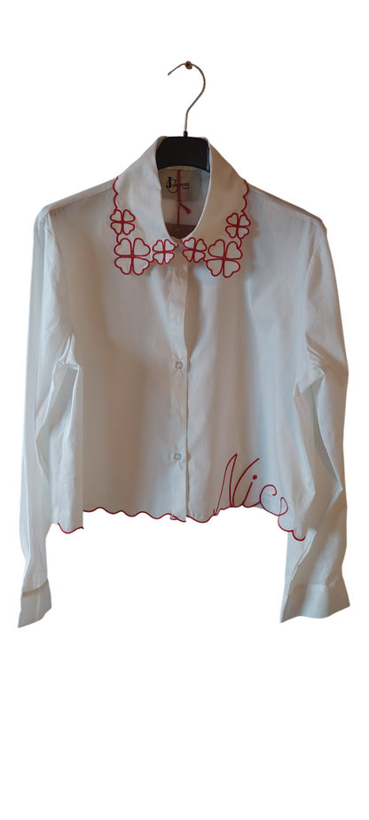 Chemise broderies Trèfles rouges ou bleus & Signature "Nice"