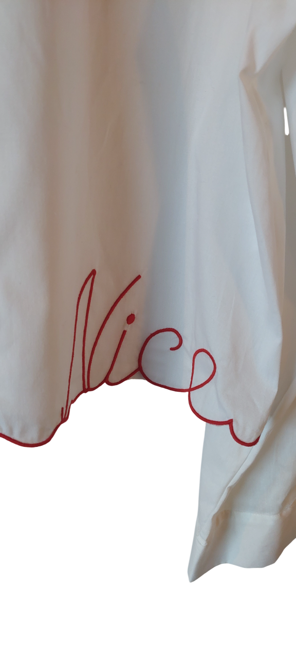 Chemise broderies Trèfles rouges ou bleus & Signature "Nice"