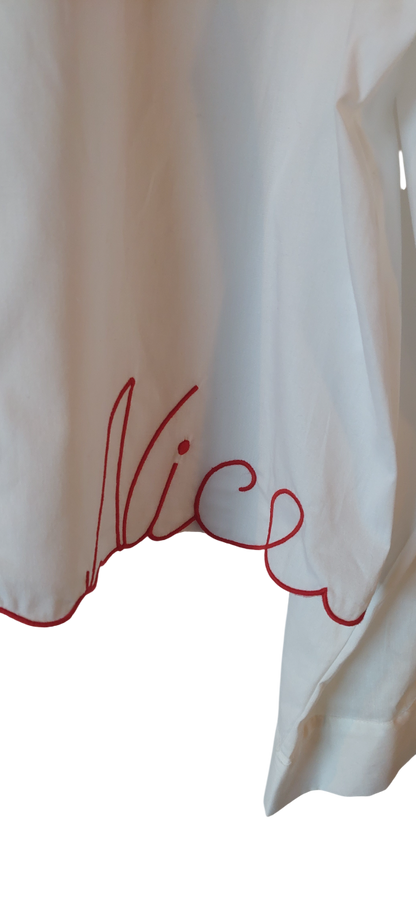 Chemise broderies Trèfles rouges ou bleus & Signature "Nice"