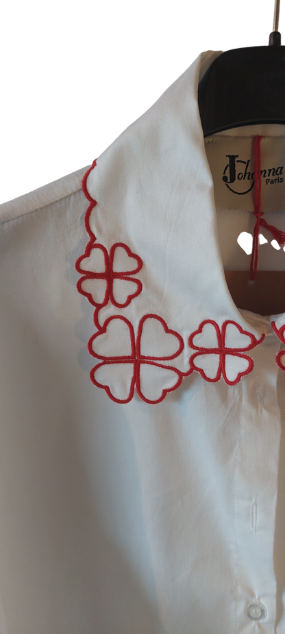 Chemise broderies Trèfles rouges ou bleus & Signature "Nice"