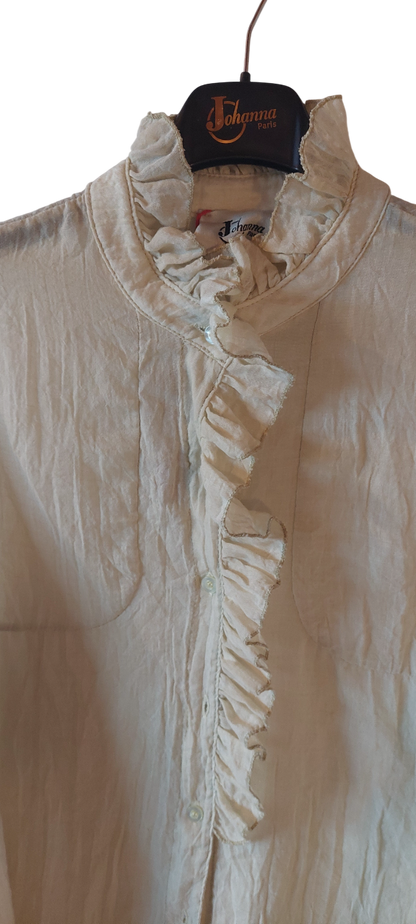 Chemise – Voile de coton Froissé & Cascade de Volants - Denim Délavé — Sold out en 48h !
