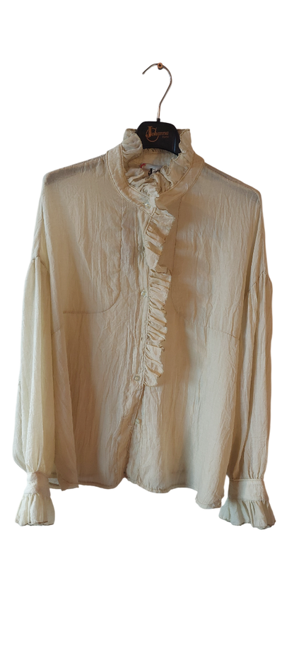 Chemise – Voile de coton Froissé & Cascade de Volants - Denim Délavé — Sold out en 48h !