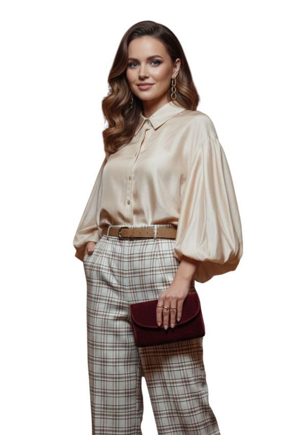 Chemise manches bouffantes KEZY - Éclat Satiné & Transparence Subtile — Sold out en 48h !