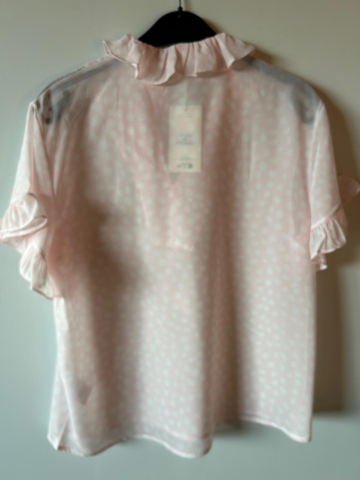 Chemisier manche courte Rose et pois & Volants Cascade