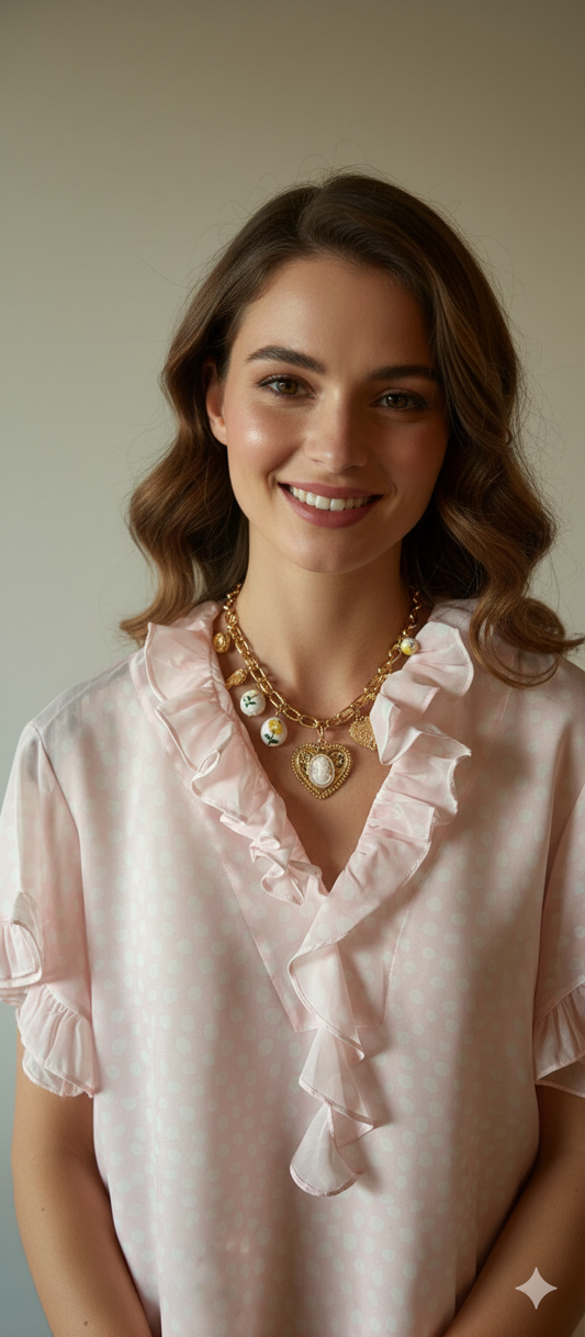 Collier "Héritage" Lovelika – Maillons Dorés & Breloques Émaillées