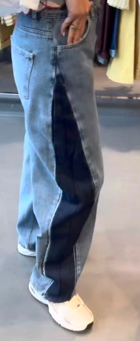 Jean coupe droite & contraste bicolore