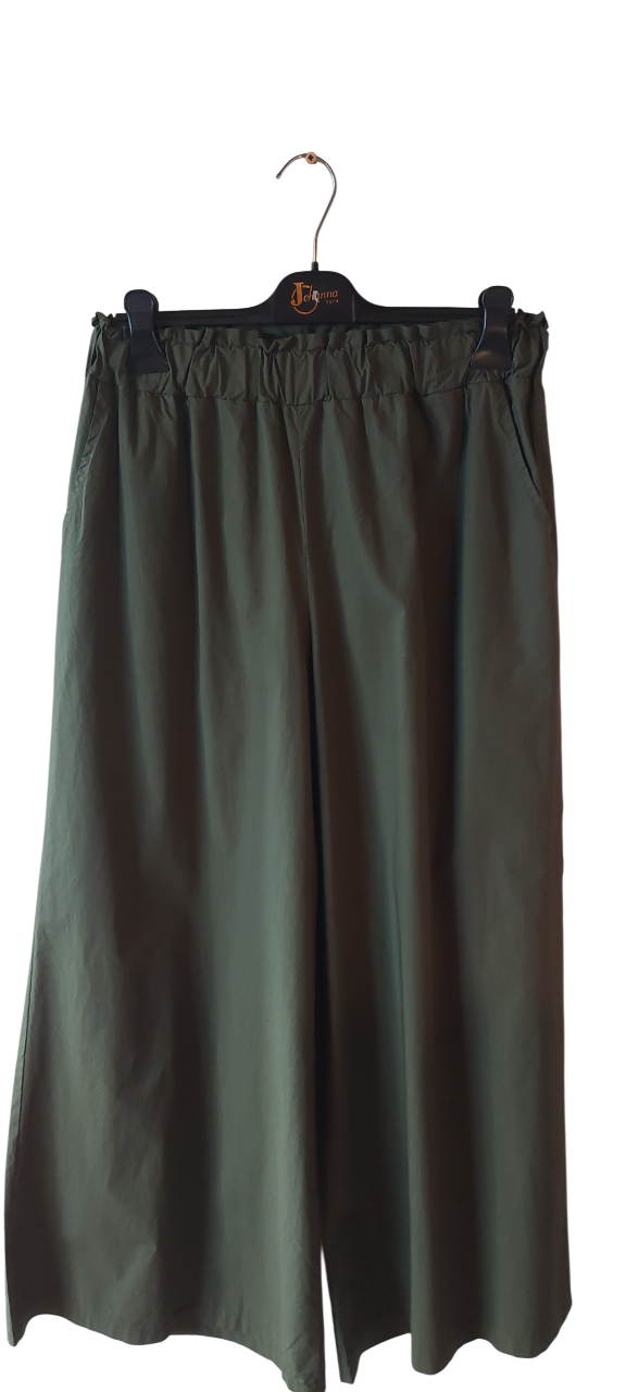 Pantalon Large Coupe Palazzo & Taille Paperbag kaki