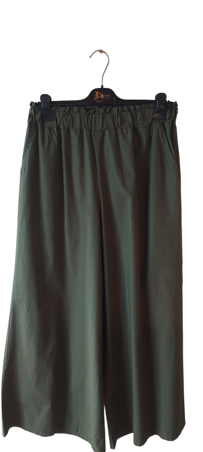 Pantalon Large Coupe Palazzo & Taille Paperbag kaki