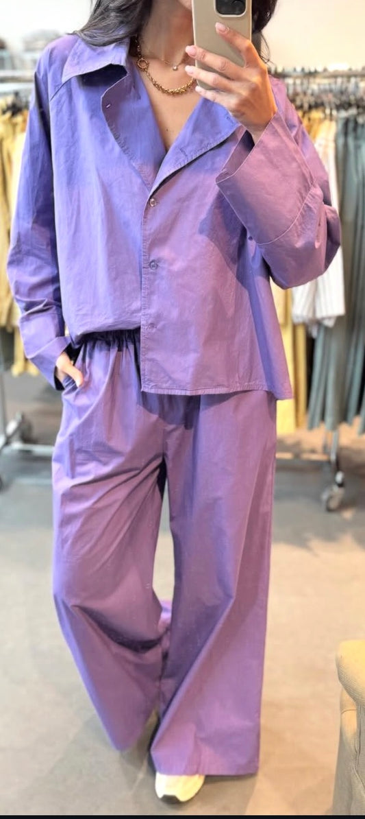 Pantalon Large Coupe Palazzo & Taille Paperbag (Kaki et Violet)