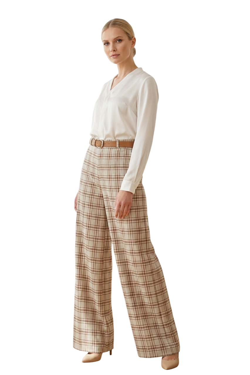 Pantalon Imprimé carreaux pastel KEZY – Coupe Large & Imprimé Carreaux Pastel