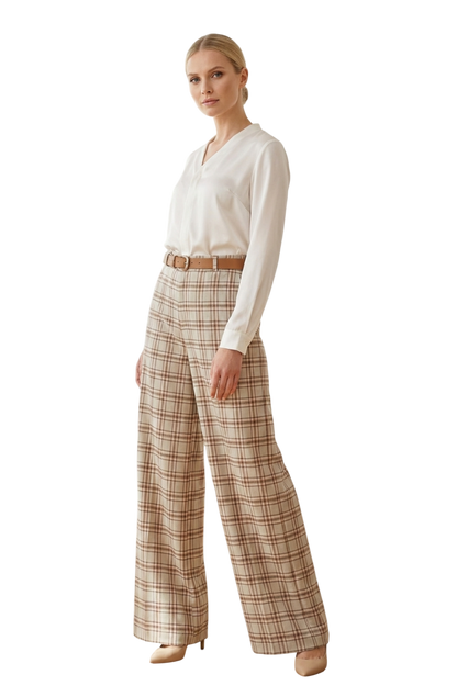 Pantalon Imprimé carreaux pastel KEZY – Coupe Large & Imprimé Carreaux Pastel