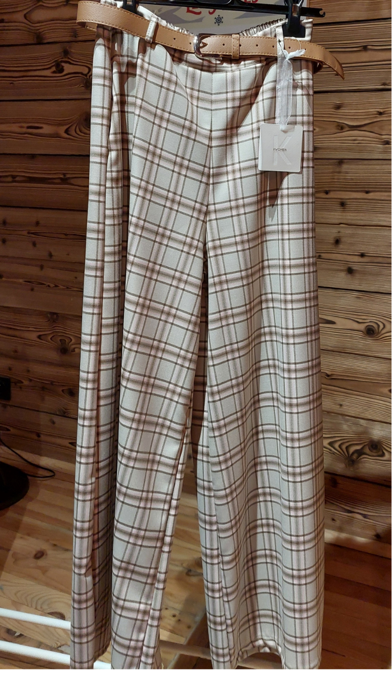 Pantalon Imprimé carreaux pastel KEZY – Coupe Large & Imprimé Carreaux Pastel