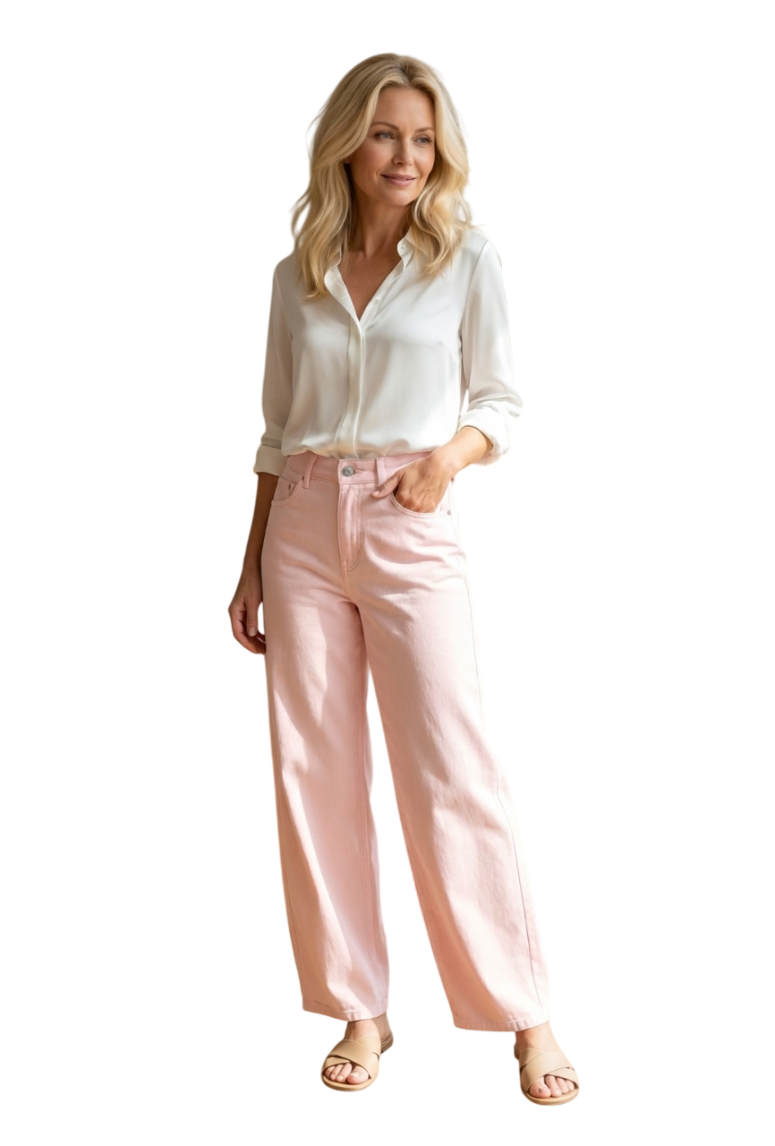 Pantalon KEZY coupe Ballon Jeans -  Rose Poudré