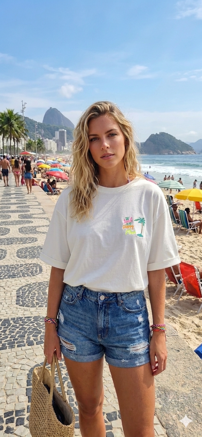 T-shirt "Happy Place" – Coton Doux & Broderie Estivale
