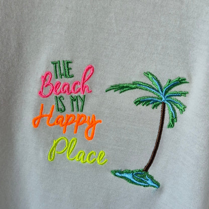 T-shirt "Happy Place" – Coton Doux & Broderie Estivale