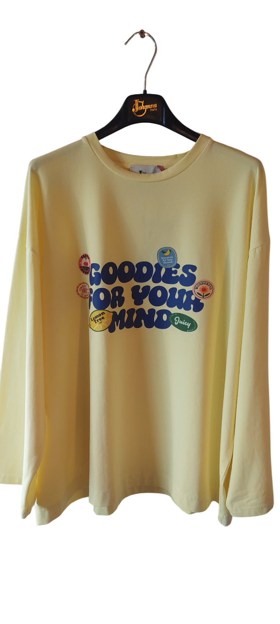 Tee-shirt "Goodies" – Jaune Solaire & Graphismes Vintage manches longues