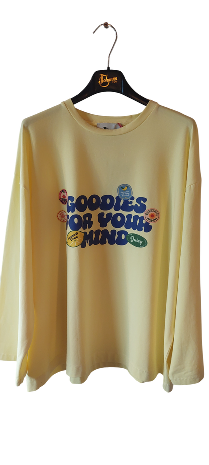 Tee-shirt "Goodies" – Jaune Solaire & Graphismes Vintage manches longues